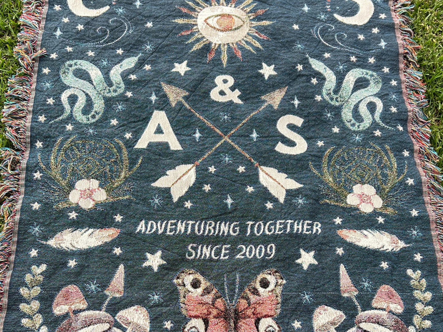 Mystical Love Journey: Personalised Couple's Woven Blanket