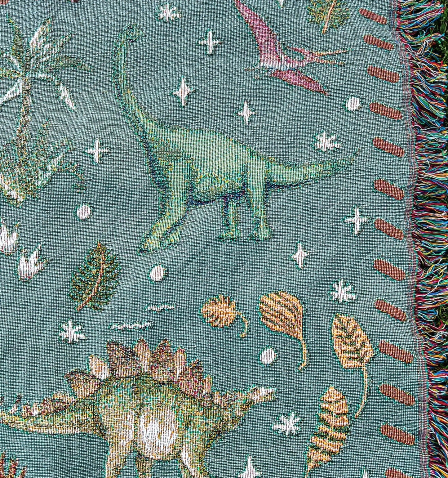 Kids Dinosaur Adventures - Kids Cottagecore Dino Woven Blanket