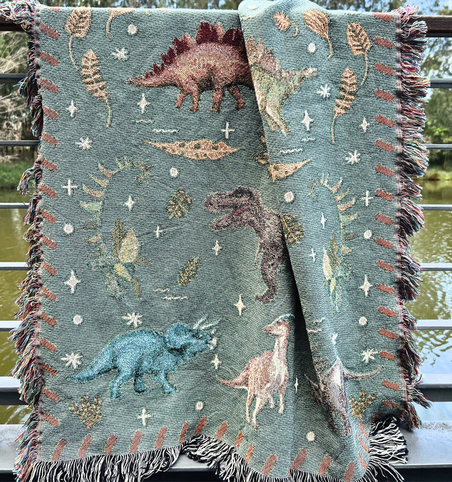 Kids Dinosaur Adventures - Kids Cottagecore Dino Woven Blanket