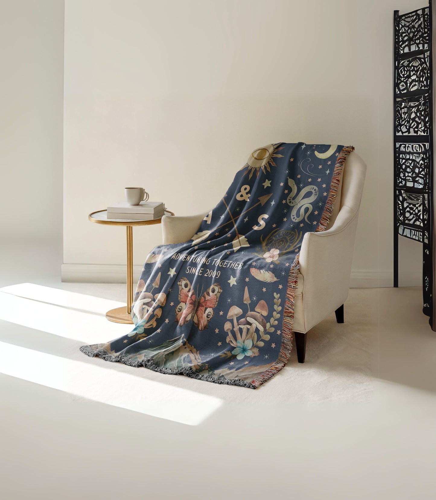 Mystical Love Journey: Personalised Couple's Woven Blanket